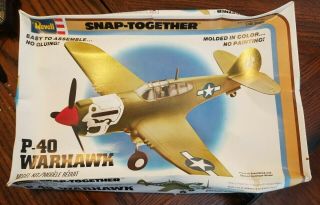 Revell Snap - Together Model Airplane P - 40 Warhawk 1980 1/40 Scale,  Opened
