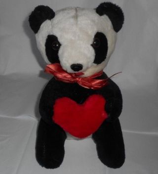 12 " Vintage Ace Novelty Black & White Panda Teddy Bear Stuffed Animal Plush Toy