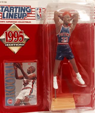 1995 Grant Hill Starting Lineup Figure W/collector Card Detroit Pistons