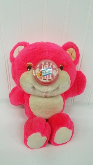 Vintage 11 " Tall Playskool Nosy Bears Plush Popcorn Nose Red/pink 1987