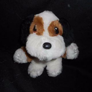 6 " Vintage 1985 Marchon Brown White Puppy Dog Stuffed Animal Plush Hug A Pup Toy