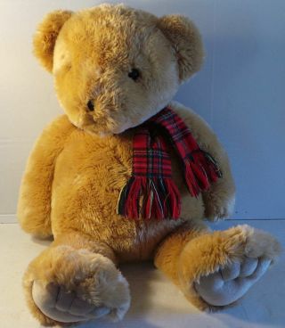 Discovery Toys Plush Stuffed Brown Bear Plaid Scarf Large 28 Inches Item 8432