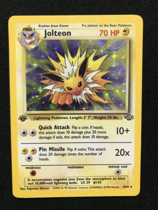 1999 Pokemon Jungle 1st Edition Jolteon Holo 4/64 - Played