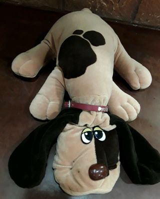 Vtg 1985 Tonka Large 18 " Pound Puppies Puppy Tan W/brown Ears Spots Red Collar