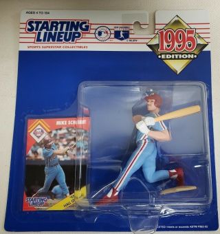 1995 Starting Lineup Figure With H.  O.  F.  Card Mike Schmidt Phillies N.  I.  P.