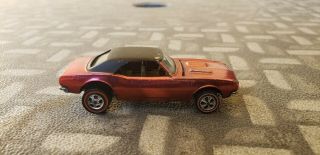 1967 Mattel Hot Wheels Custom Camaro,  Us Redline,  Open Hood,  Red,  Dark Interior