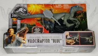 Mattel Jurrasic World Rip Run Dinos Velociraptor Blue Hard To Find