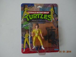 1988 Tmnt Playmates Rare April O " Neill Blue Stripe Punched Card