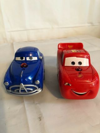 Fisher Price Disney Pixar Cars Lightning Mcqueen And Doc Geotrax Rc Vehicle.