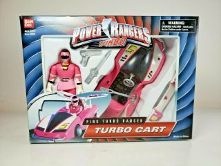 Rare 1996 Power Rangers Pink Turbo Ranger & Turbo Cart In Open Box