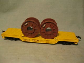 Marx Train - Ho 7210 Erie Yellow Depressed Center & Brown Cable Reels