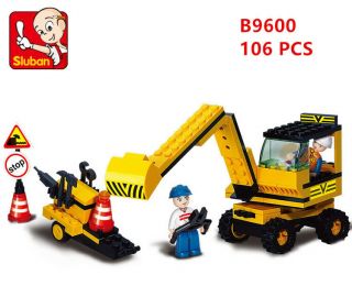 Sluban Diy Kids Building Toys Mini Diamond Blocks Puzzle Yellow Excavator 9600