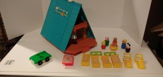 Vintage Fisher Price A Frame House 990 W/extra 