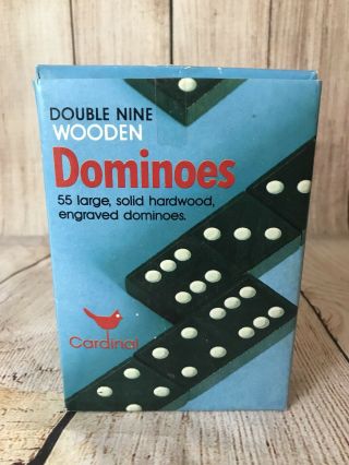 Vintage Cardinal Double Nine Wooden Dominoes Complete Set Of 55