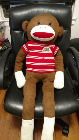 40 " Huge Sock Monkey Plush Doll Dan Dee Red Shirt Giant Big Gigantic Large