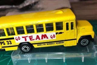 1985 Matchbox 12 Go Team Yellow School Bus Oaklyn Middle School Diecast N