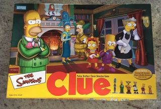 The Simpsons Clue Board Game,  2nd Edition 2002,  Parker Bros,  Complete Game