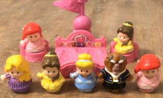 Little People Disney Princess Ariel Cinderella Rapunzel Belle Beast Throne Bed