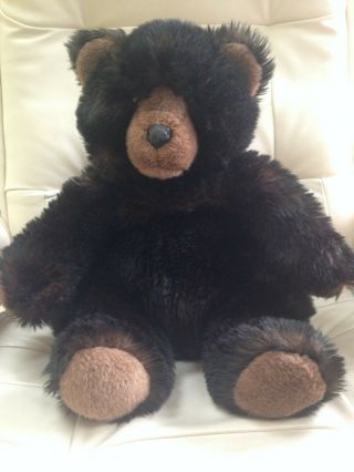 Fao Schwarz 20 " Large Black Brown Grizzly Teddy Bear Plush