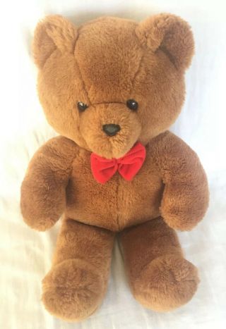 ©️1986 Dakin Honey Jo 20” Brown Teddy Bear W/ Red Bow Tie - Vintage Fun Farm