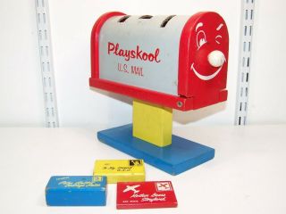 Vintage U.  S.  Mail Box Playskool Wooden Toy With Letters