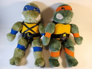 Vintage 1989 Teenage Mutant Ninja Turtles Plush Leonardo And Michelangelo