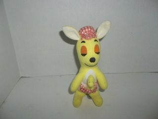 Vintage 1978 Rare Dakin Dream Pets Yellow Kangaroo With Baby Plush 8 " Tall