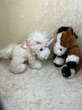 2 Russ Shining Stars Plush Stuffed Toys Unicorn & Horse No Tags Or Registry
