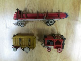 (3) Circus Craft Wood Wagons W/ Horses,  Fully Assembled & Painted -