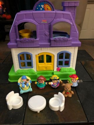 Fisher Price Little People Happy Sounds Home House Purple People Dog