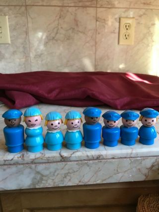 Vintage Fisher Price Little People Airport Crew 678 Set Of 8