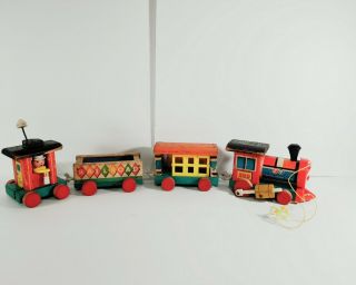 1963 Vintage Fisher Price 999 Huffy Puffy 4 Pc Wooden Train Set