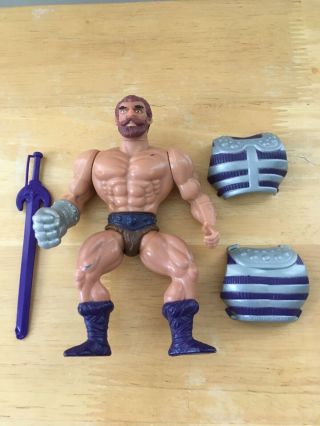 Vintage Motu Masters Of The Universe Fisto Action Figure,  W/ Armor And Weapon.