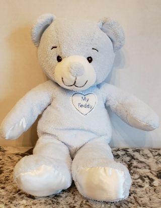 Kids Preferred Asthma Friendly Blue White My Teddy Bear Stuffed Animal Plush Toy