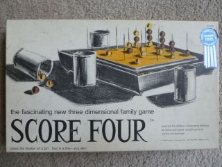 Vintage 1968 Lakeside Score Four Wood Game - 3d Tic - Tac - Toe 4 In A Row Strategy