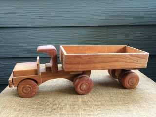 Vintage Handcrated Wooden Toy Truck / Cab With Trailer (separate) / 17 " X 5 "