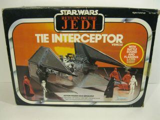 Vintage 1983 Kenner Star Wars Rotj Tie Interceptor Vehicle Vf W/ Box Vg Nr