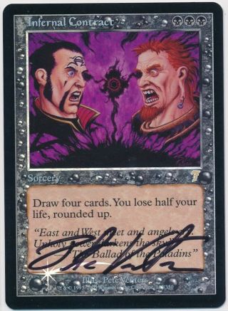 Mtg Infernal Contract Seventh Edition Rare Foil Signed Artist By Pete Venters Nm