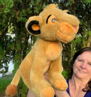 Large Vintage Walt Disney World The Lion King Simba Plush Stuffed Animal Toy