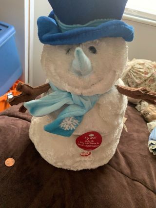 Dan Dee Animated Singing Snowman Plush Blue Christmas Elvis Collectors Choice