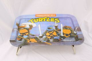 Vintage 1988 Teenage Mutant Ninja Turtles Metal Folding Tv Dinner Tray Vintage