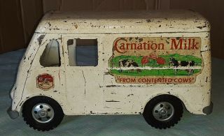 HTF VTG 1950 ' s Tonka Carnation Milk Delivery Truck Van Mound Metalcraft Sticker 2