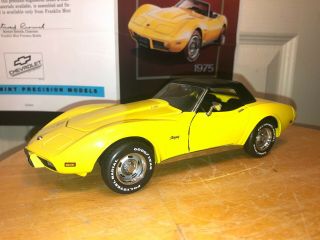 Franklin 1975 Chevy Corvette Convertible Stingray L82 Yellow 1:24,  Title