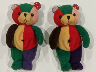 Peef The Christmas Bear Plush Vintage Squeeker 7.  5” Stuffed Animal Colored Bears
