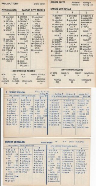 Strat - O - Matic Baseball: 1980 Kansas City Royals.  24 Cards,  G Brett.  Vg