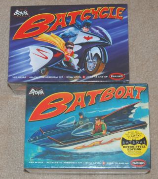 Batman Batboat And Batcycle Kits By Polar Lights Ex Aurora 1/25 Scale