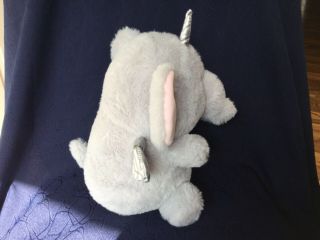 Unicornimals Elephant Unicorn 9” grey Plush Silver Horn Wings Kellytoy pink ears 2