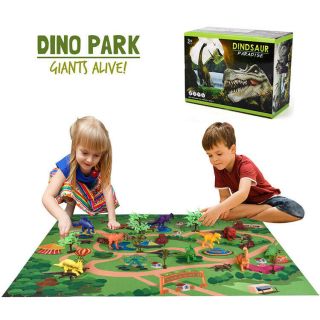 Dinosaur Model Figurines Toys Withbackround Board Jurassic Park Animals Kidsgift