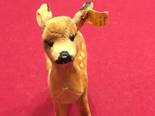 Steiff Vintage Miniature Deer With 5412.  0 Ear Tag And Button 5 By 3 Inches