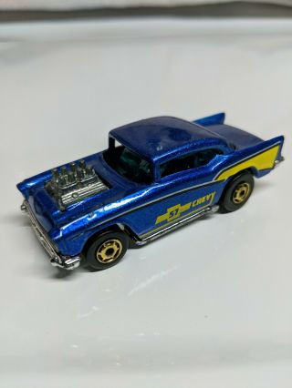 Hot Wheels 57 Chevy Metallic Blue W/gold Wheels 1976 Made In Malaysia